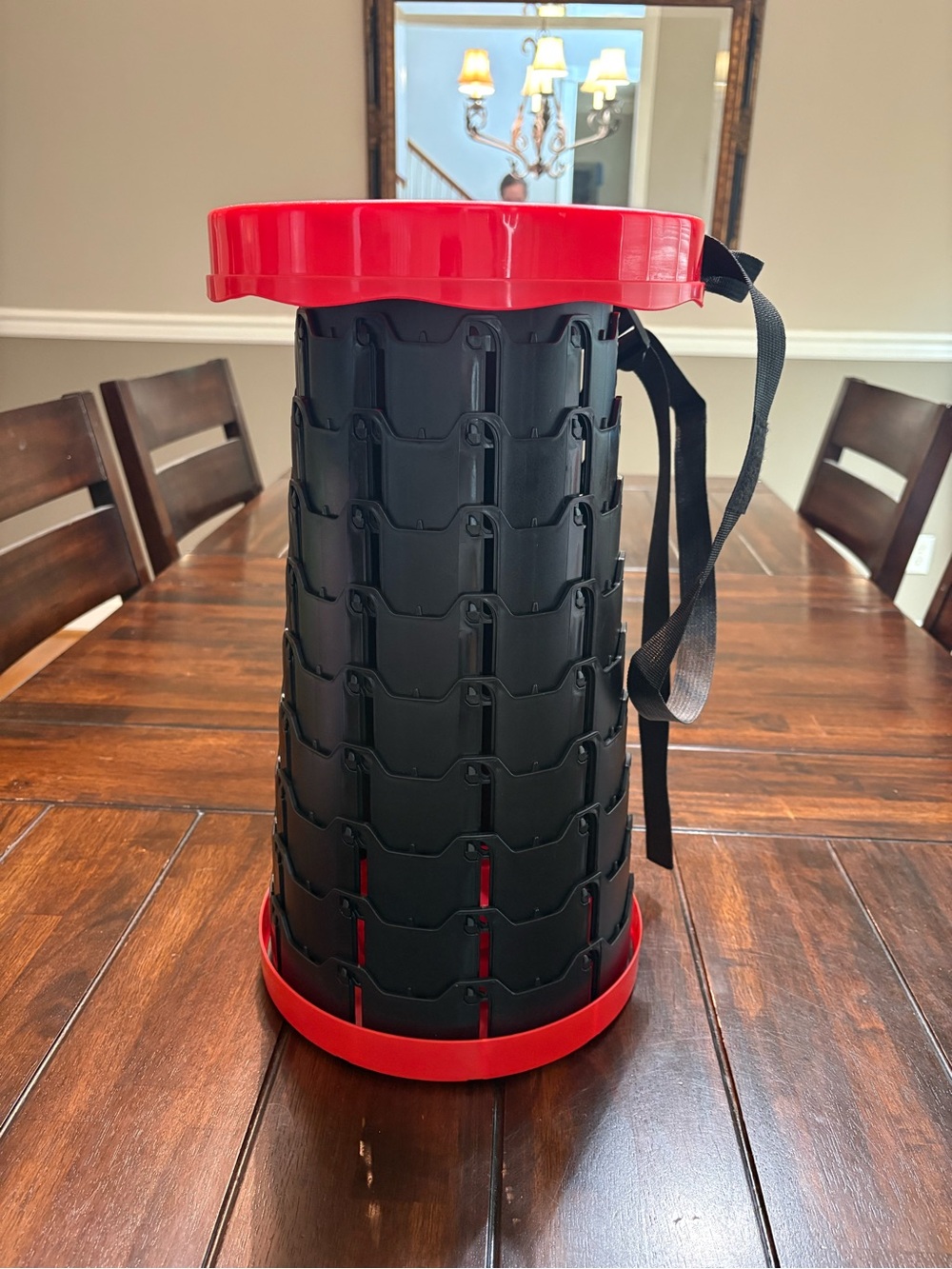 Red & black portable collapsible stool (New without tags)